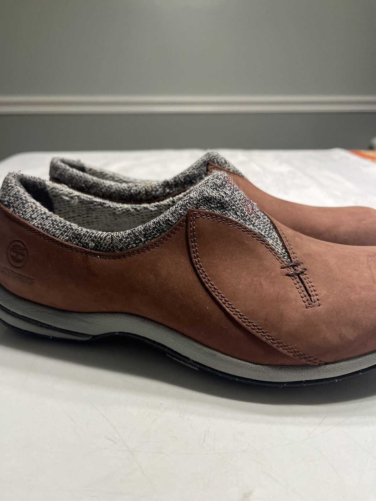 Timberland Smartwool Brown Leather Waterproof Vibram Ecostep Slip On Shoes 7.5M