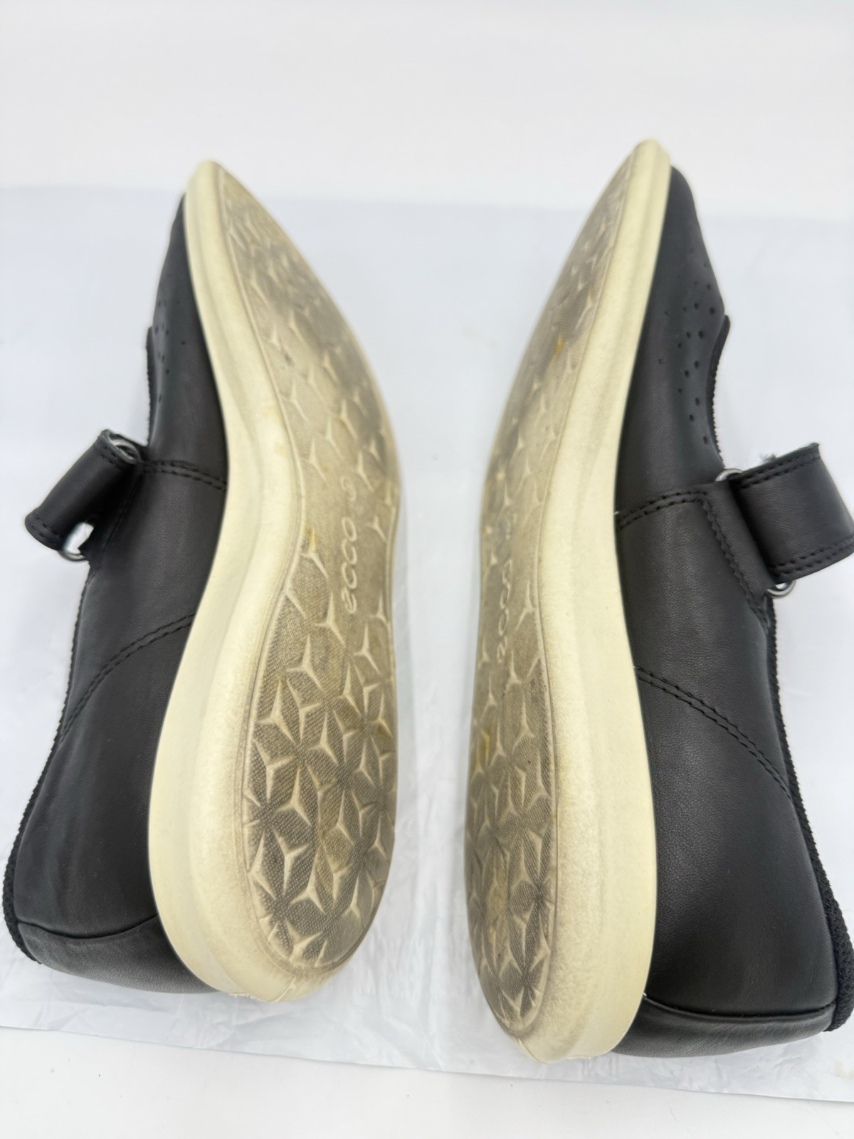 ECCO Women’s Sense Mary Jane Size 39 US 8-8.5Black Leather Hook/Loop Strap Shoes
