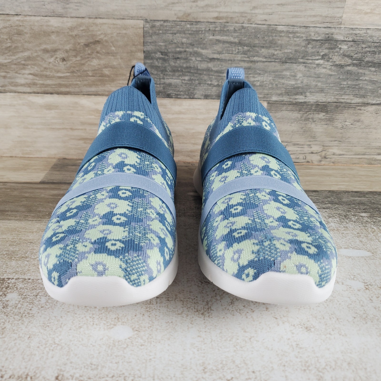 Spenco Karma Womens Shoe Sz 9 D Running Bluestone Floral Stretch Slip On Sneaker