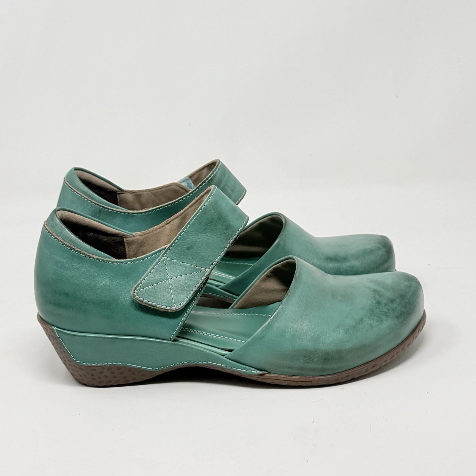 L’Artiste Spring Step Gloss Mary Jane Shoes Womens 9 Turquoise Leather Wedge