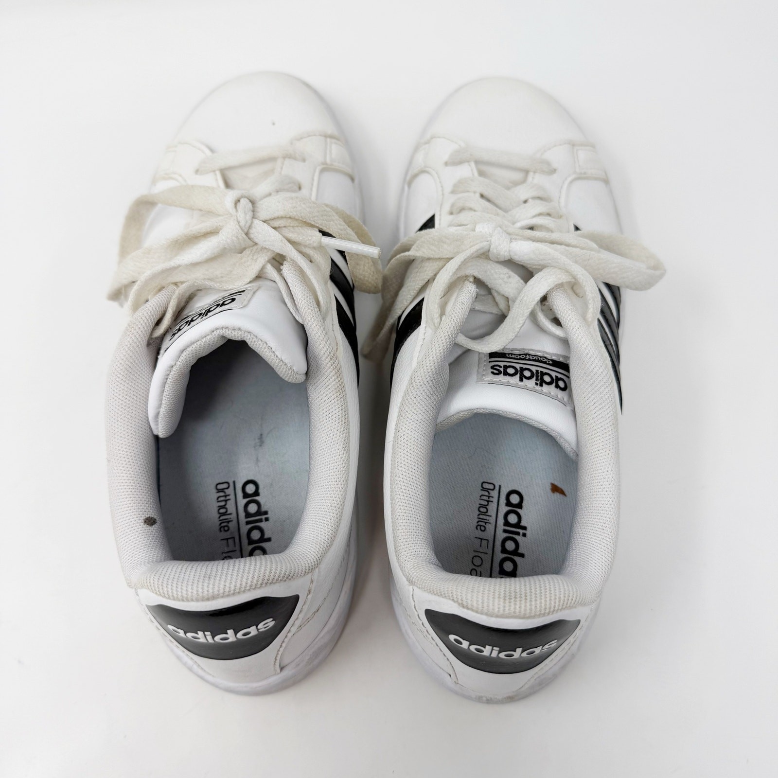 Adidas Womens 7.5 White Black Grand Court Shoes Sneakers Lace Up Casual Comfort