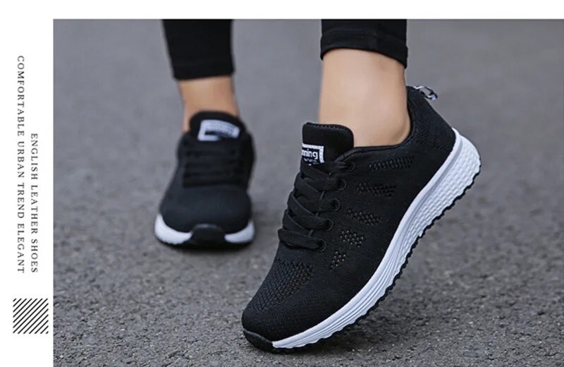 Women’s Fashion Sneakers Casual Walking Shoes Breathable Flats White Gym Style