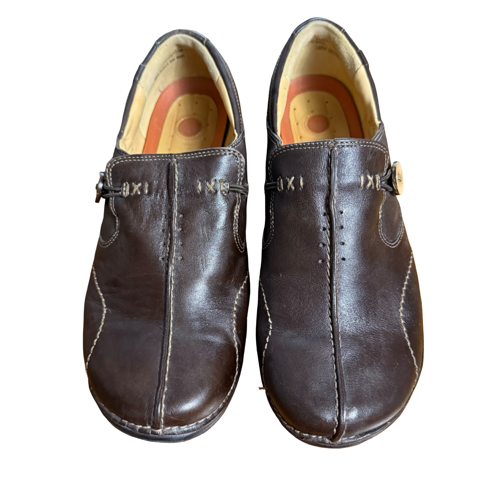 Clarks Un Loop Unstructured Dark Brown Leather Loafers Slip On Comfort Shoes 8 W