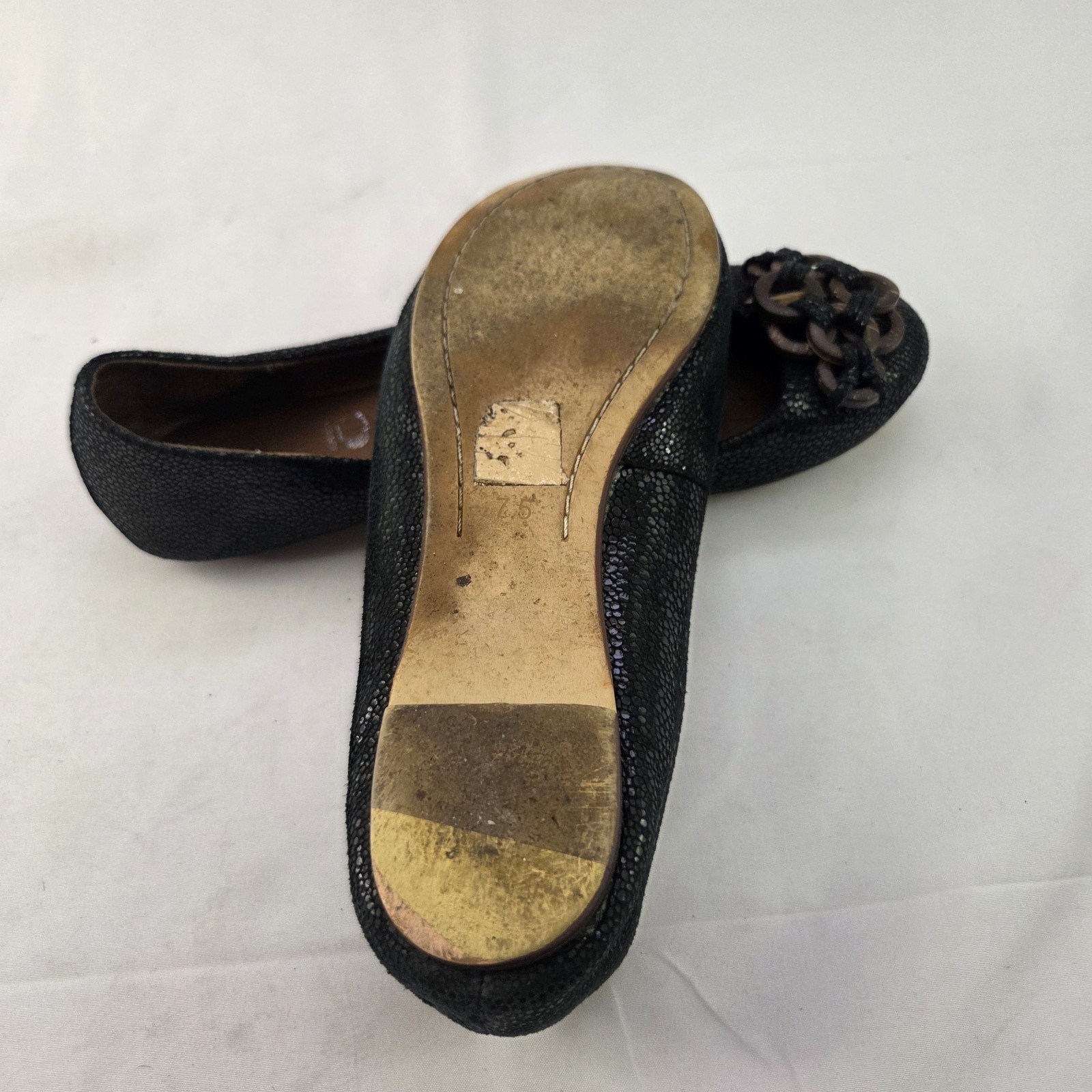 Jeffrey Campbell Ballet Flats Womens 7.5 Black Snake Print Leather Slip On Shoes