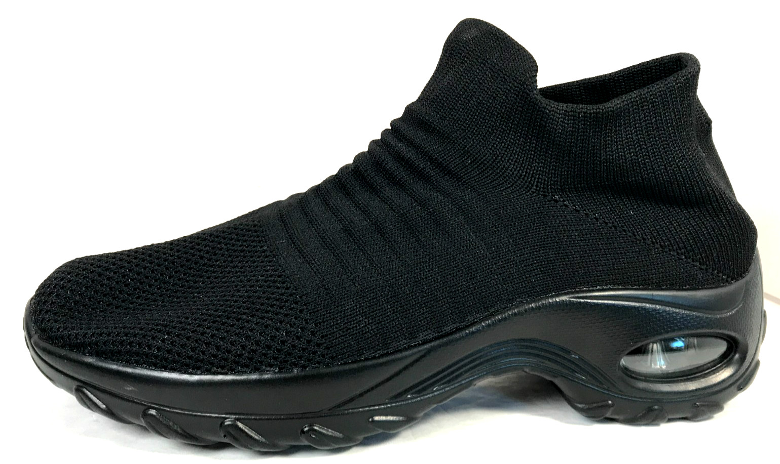 Womens Sock Walking Sneaker Shoes Mesh Slip On Low Top Air Cushion Black Size 40