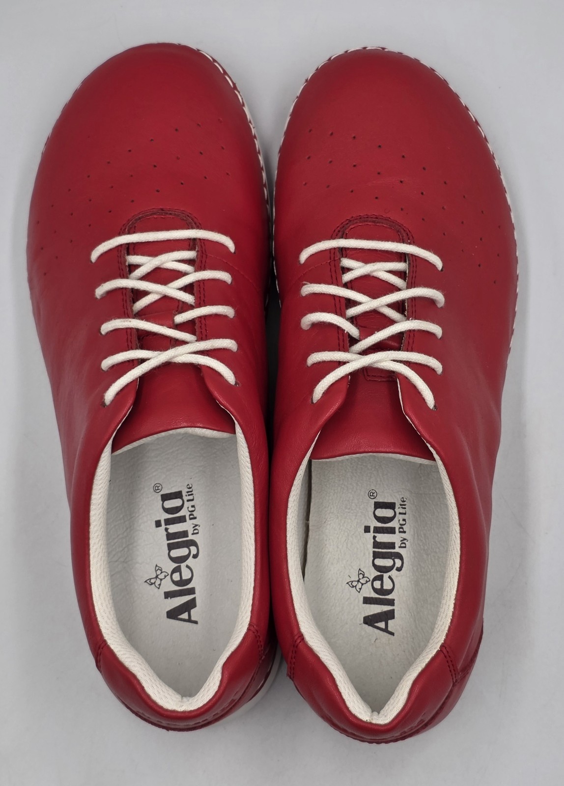 Alegria Essence ESS-623 Red Leather Slip Resistant Work Shoes Womens 8.5 EU 39