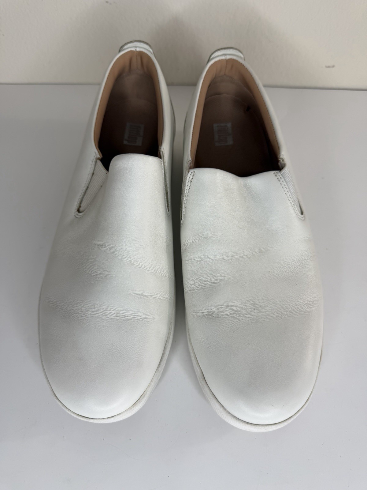 Fitflop Shoes Loafers White Leather Women Size 42 US 10 Comfort Walking Casual