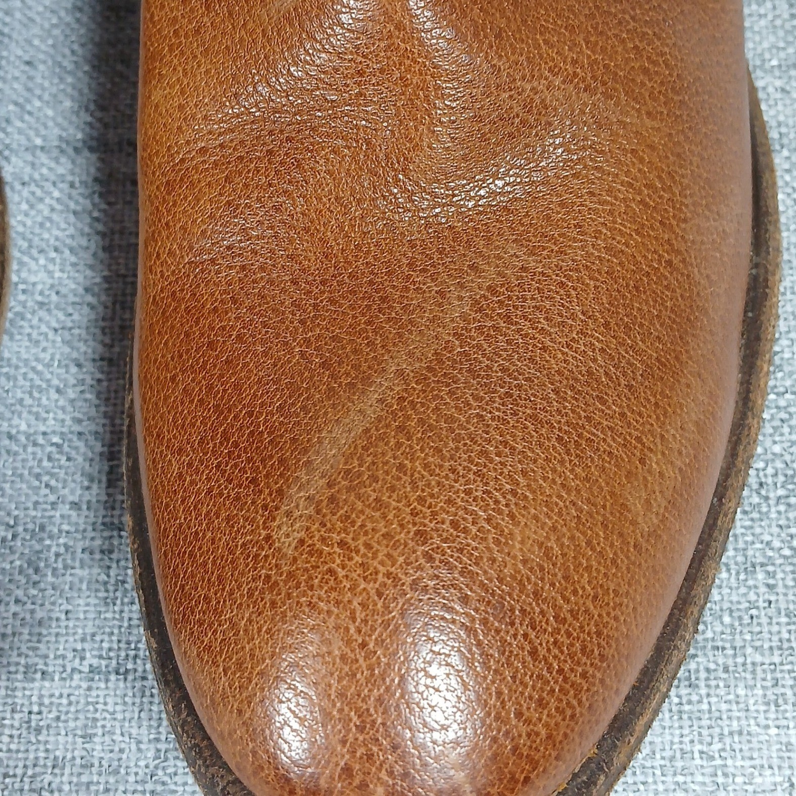 Frye Western Core Harness Ring Pebbled Leather Block Heel Mules Brown Scuffed