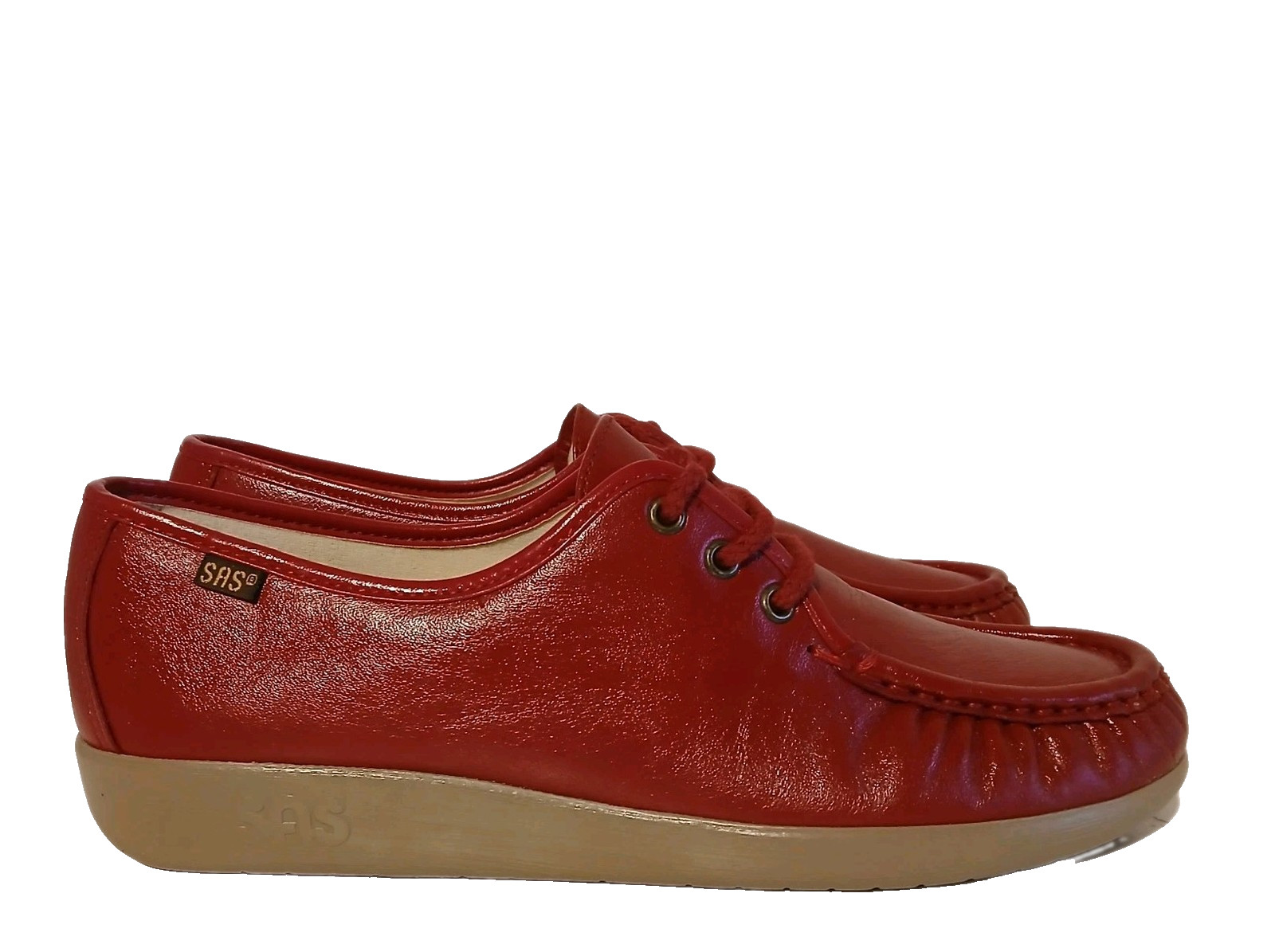 SAS Siesta Handsewn Leather Lace Up Moccasin Shoes Women’s 9 N Red Comfort USA