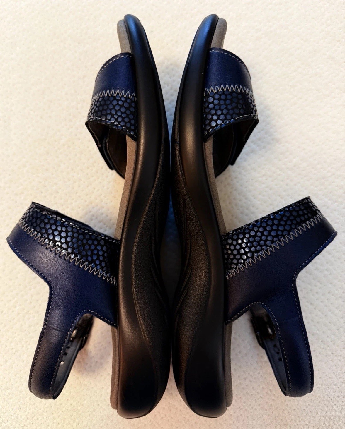 SAS Women’s Nudu Sandals 7N Navy Blue Adjustable Comfort Casual Leather USA Made