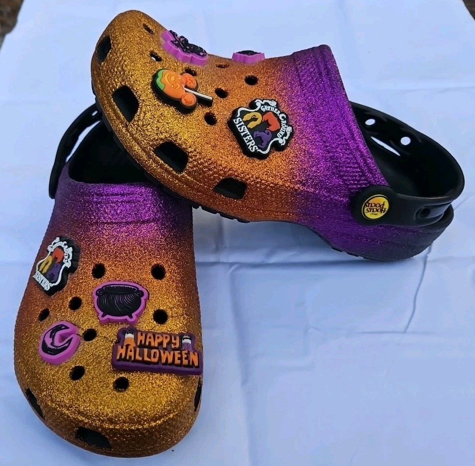 CROCS DISNEY HOCUS POCUS Glitter Classic Halloween Clogs Jibbitz M4 W6
