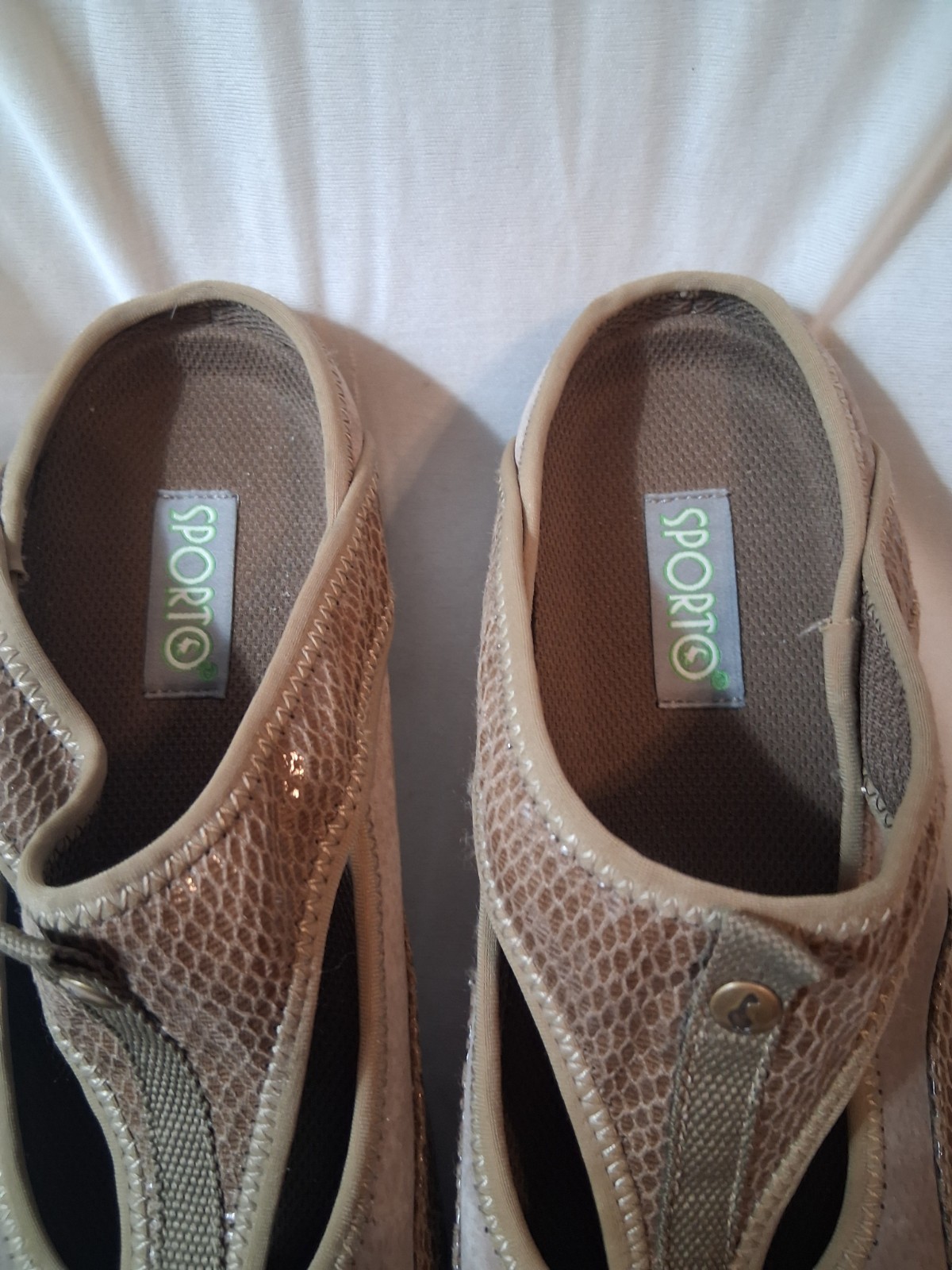 Sporto Katy Tan Suede & Snake Maryjane Mule Sz 8.5