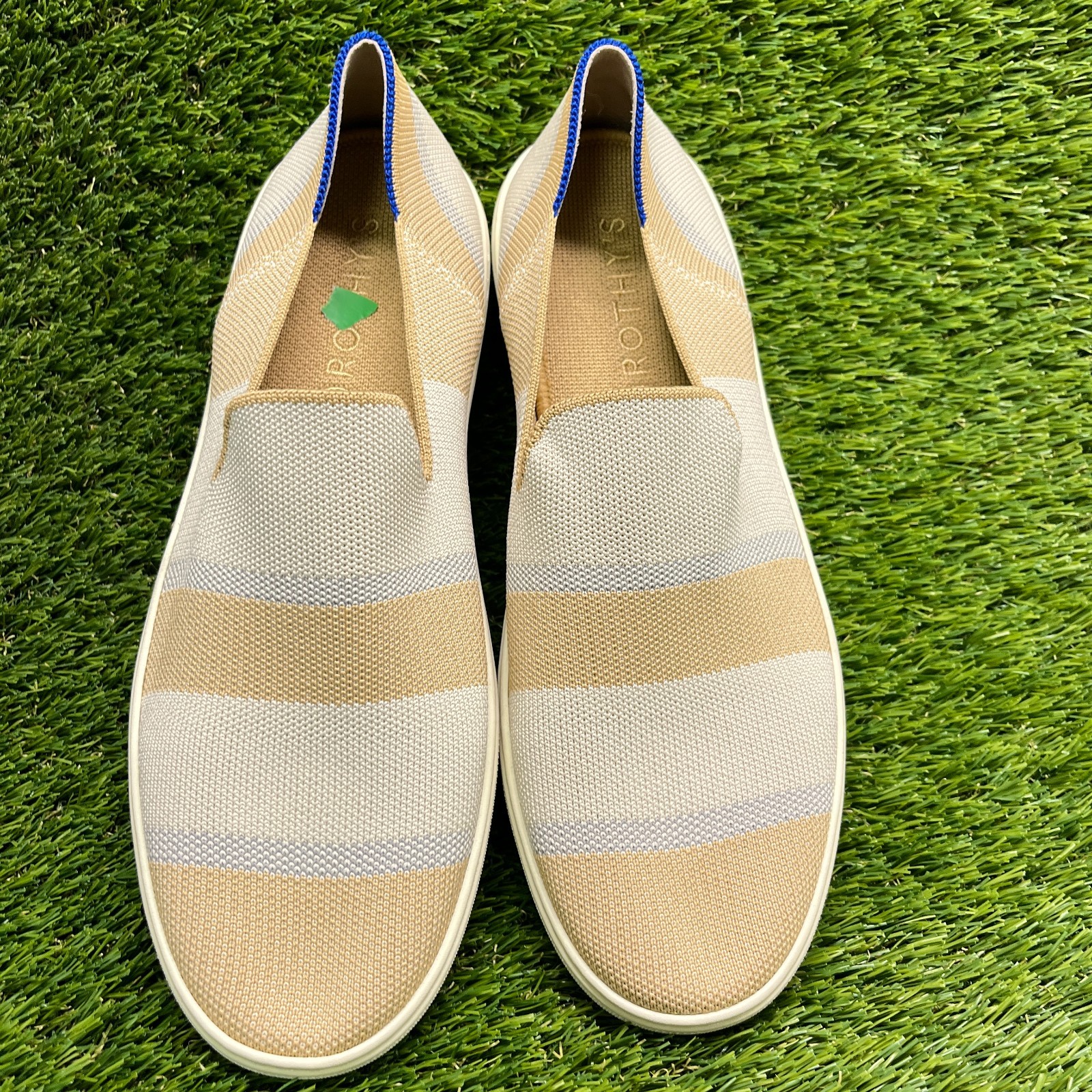 Rothy’s The Original Birch Stripe Womens Size 11 Beige Casual Slip-On Shoes