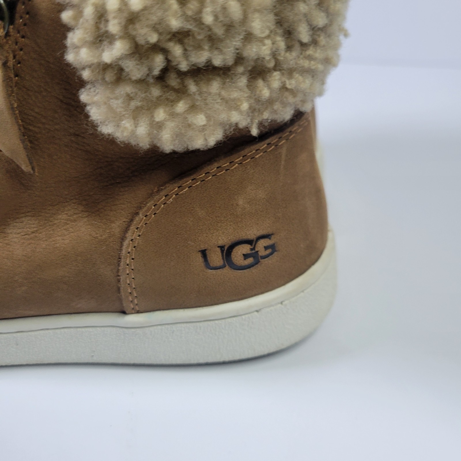 UGG Women’s Olive Chestnut Leather High Top Lace/Zip Up Shoes Size US 8.5 Preown