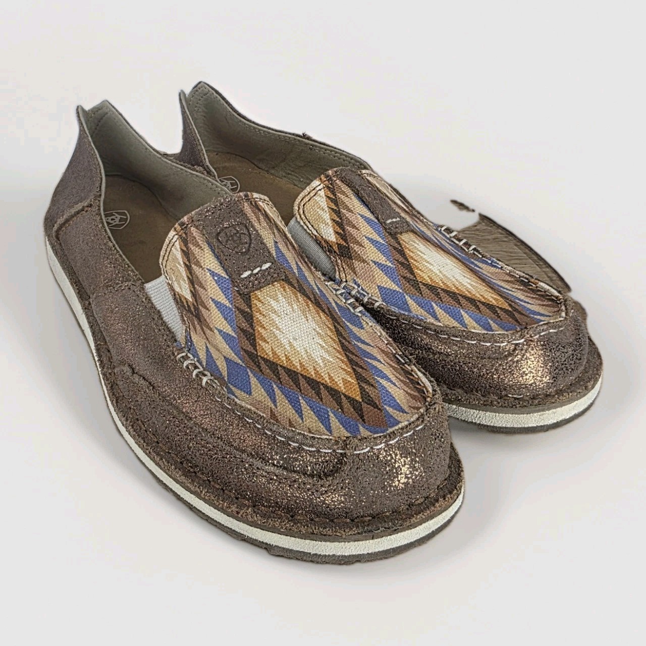 Ariat Crusier Navajo Flats Brown Suede Leather Slip On Native Western Aztec 10