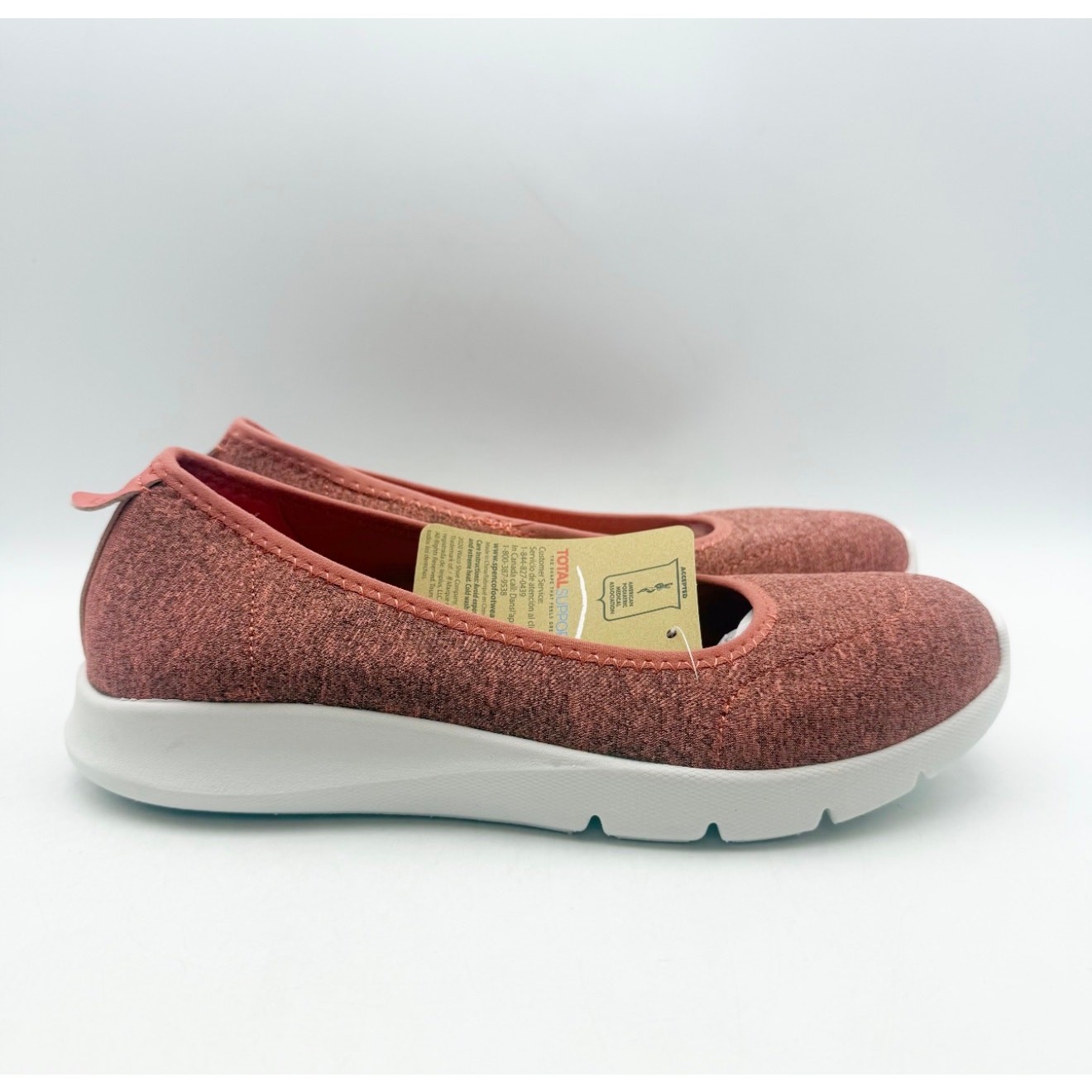 Spenco Womens Daily Stretch Jersey Slip-On Shoes Size 8 Red Terra Cotta NIB