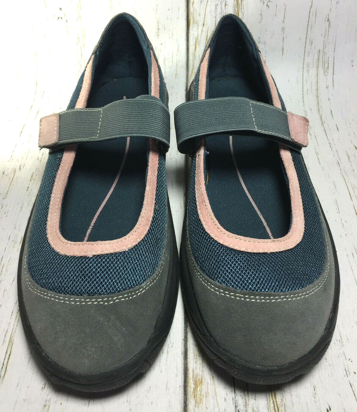Rockport Mary Jane Grey Pink Suede and Textile Women’s Shoes Size 7 M Comfort