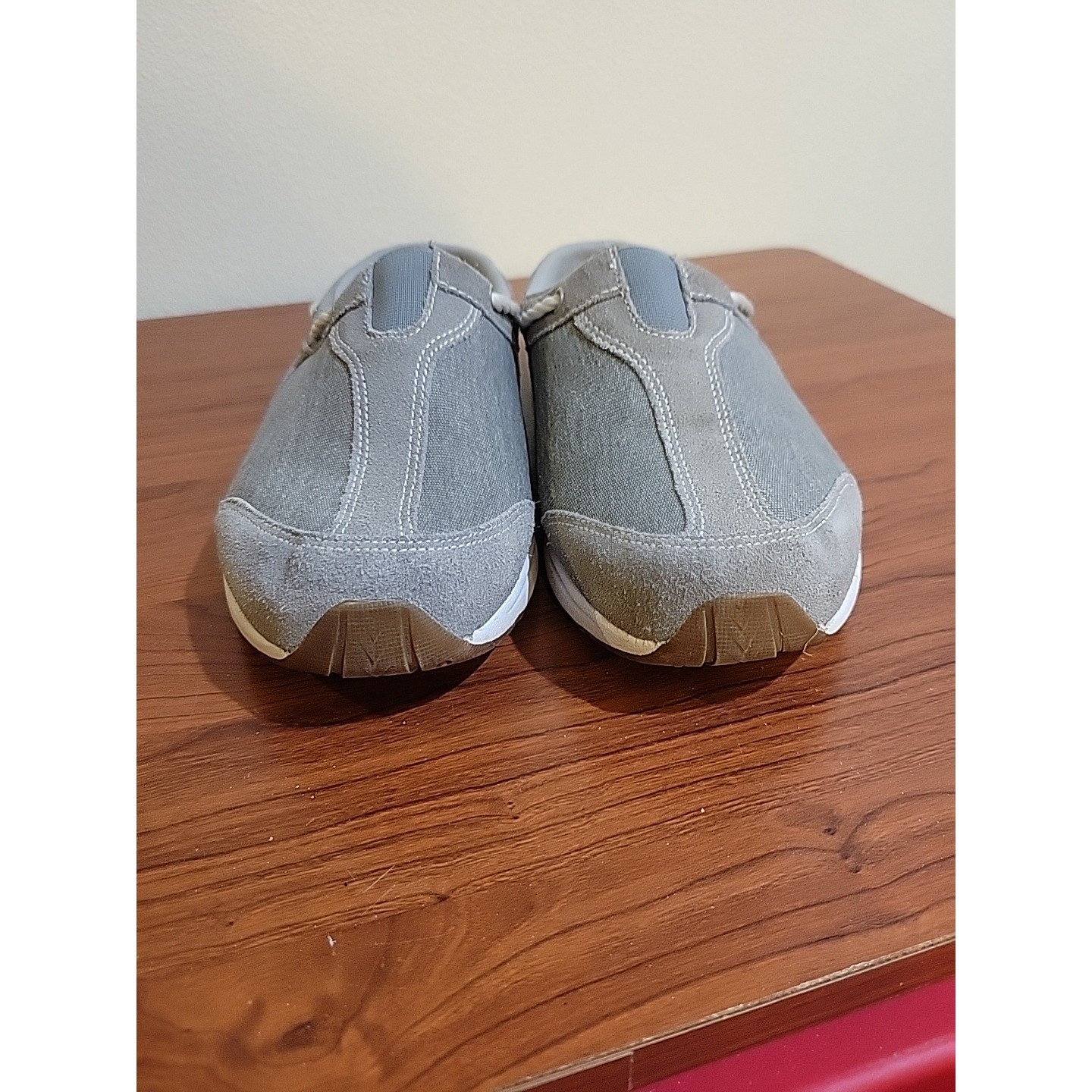 Easy Spirit Traveltime Gray Suede Textile Slip On Mules Clogs Shoes Women Size 7