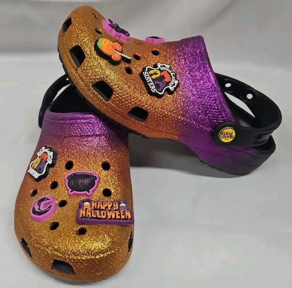 CROCS DISNEY HOCUS POCUS Glitter Classic Halloween Clogs Jibbitz M4 W6