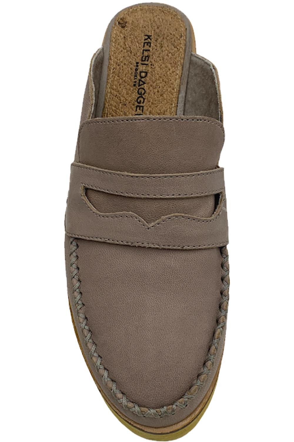 Kelsi Dagger Leather Wooden Bottom Clogs Window Dove