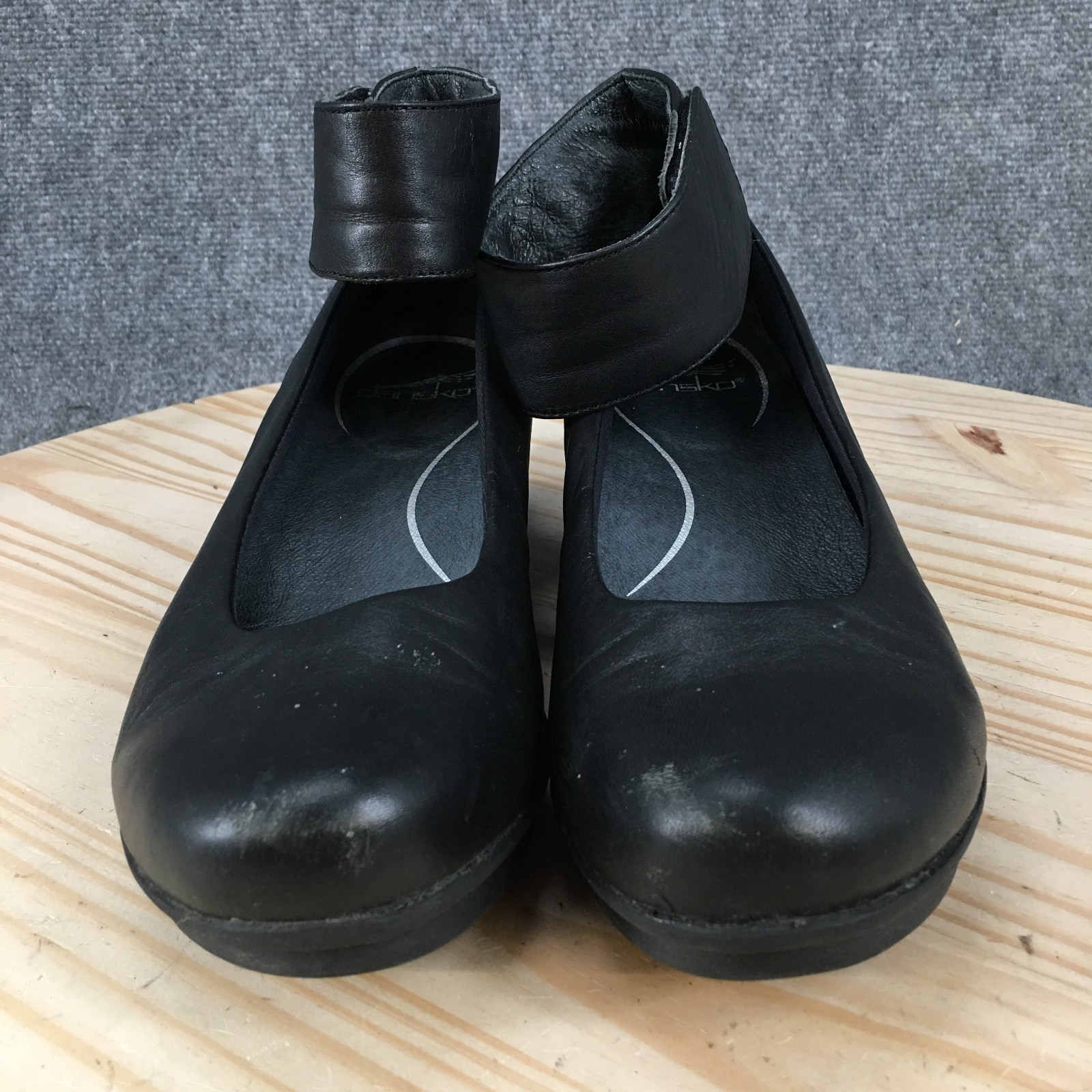 Dansko Lulu Shoes Womens 41 Ankle Strap Casual Comfort Wedge Heels Leather Black