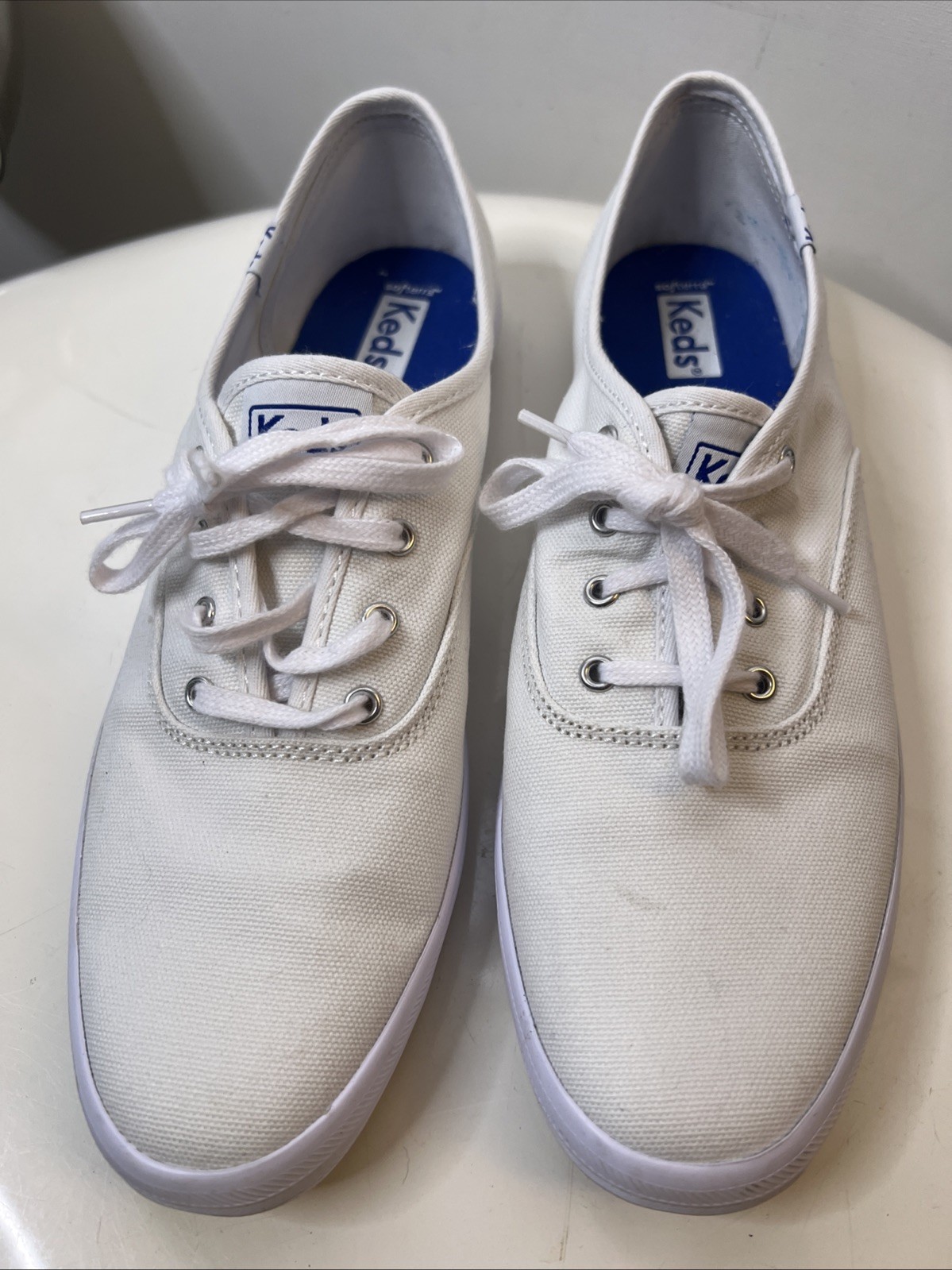 KEDS White Lace Up Sneakers WF34000 Canvas Champion Oxford Women’s 9.5
