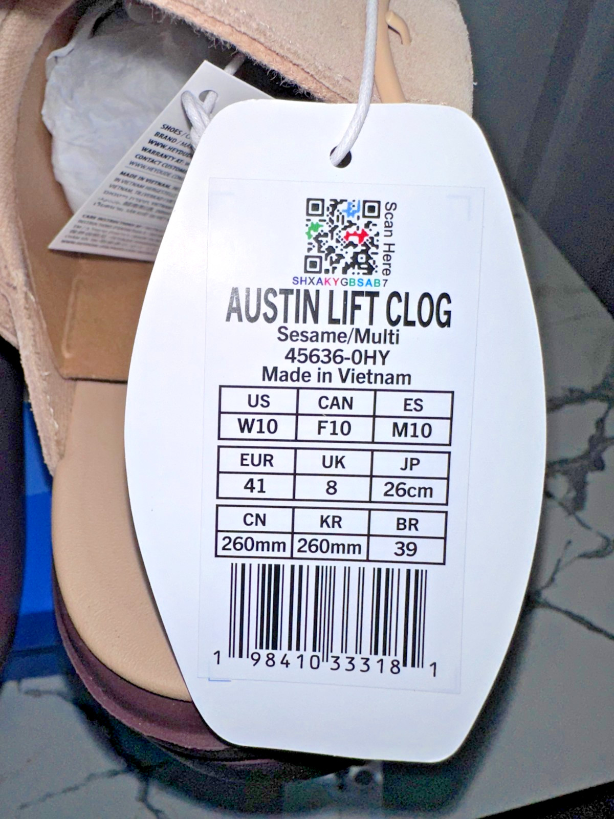 Hey Dude Austin Lift Clog Sesame Multi Suede Women’s Size 10 NWT