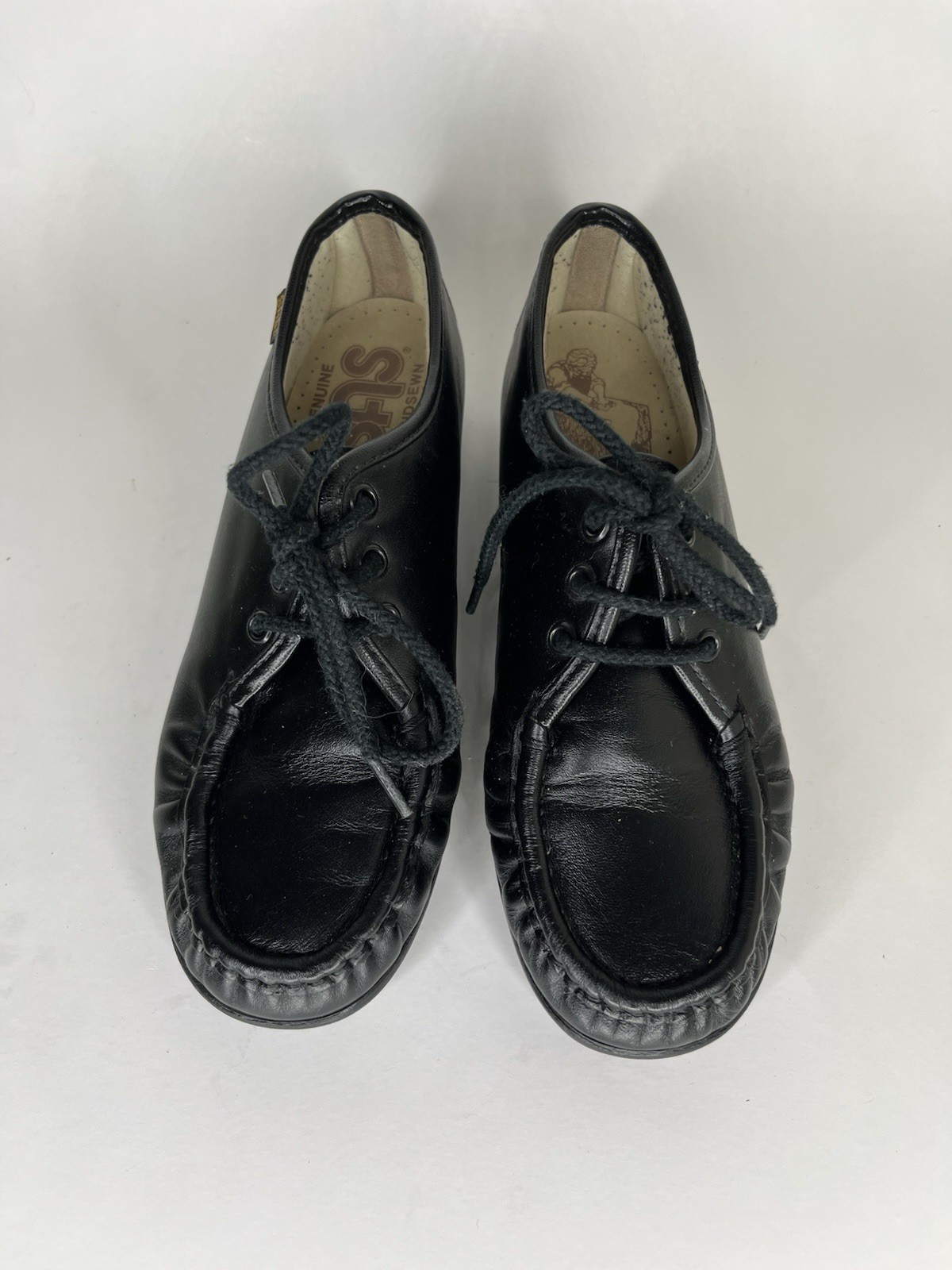 SAS Handsewn Shoes Moc Toes Lace Up Women Size 5M Black Leather USA