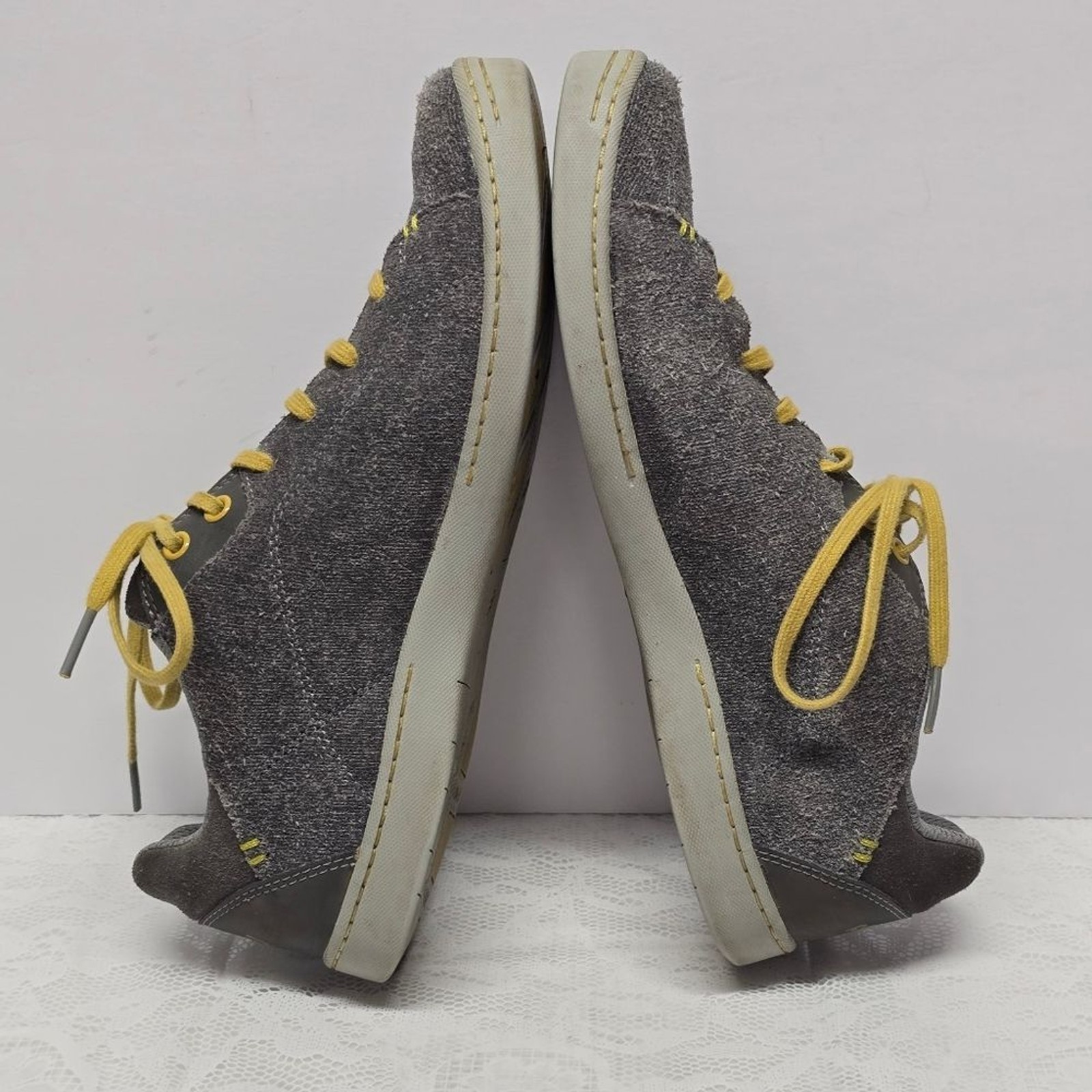 Ahnu Noe Gray Grey Genuine Leather Lace Up Casual Sneakers Women’s 7.5