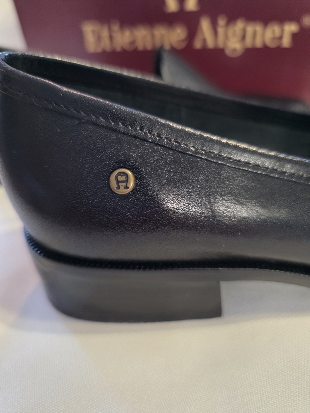Vtg 90s Etienne Aigner Townsend Black Leather Block Heel Loafer 6 New With Box