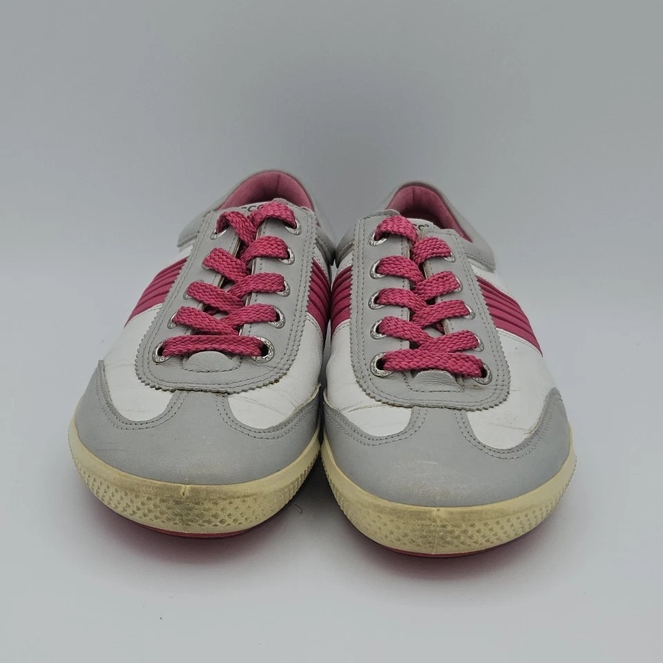 ECCO Women’s Golf Shoes Size 37 US 7 Gray Pink Lace Up Casual Comfort Flats