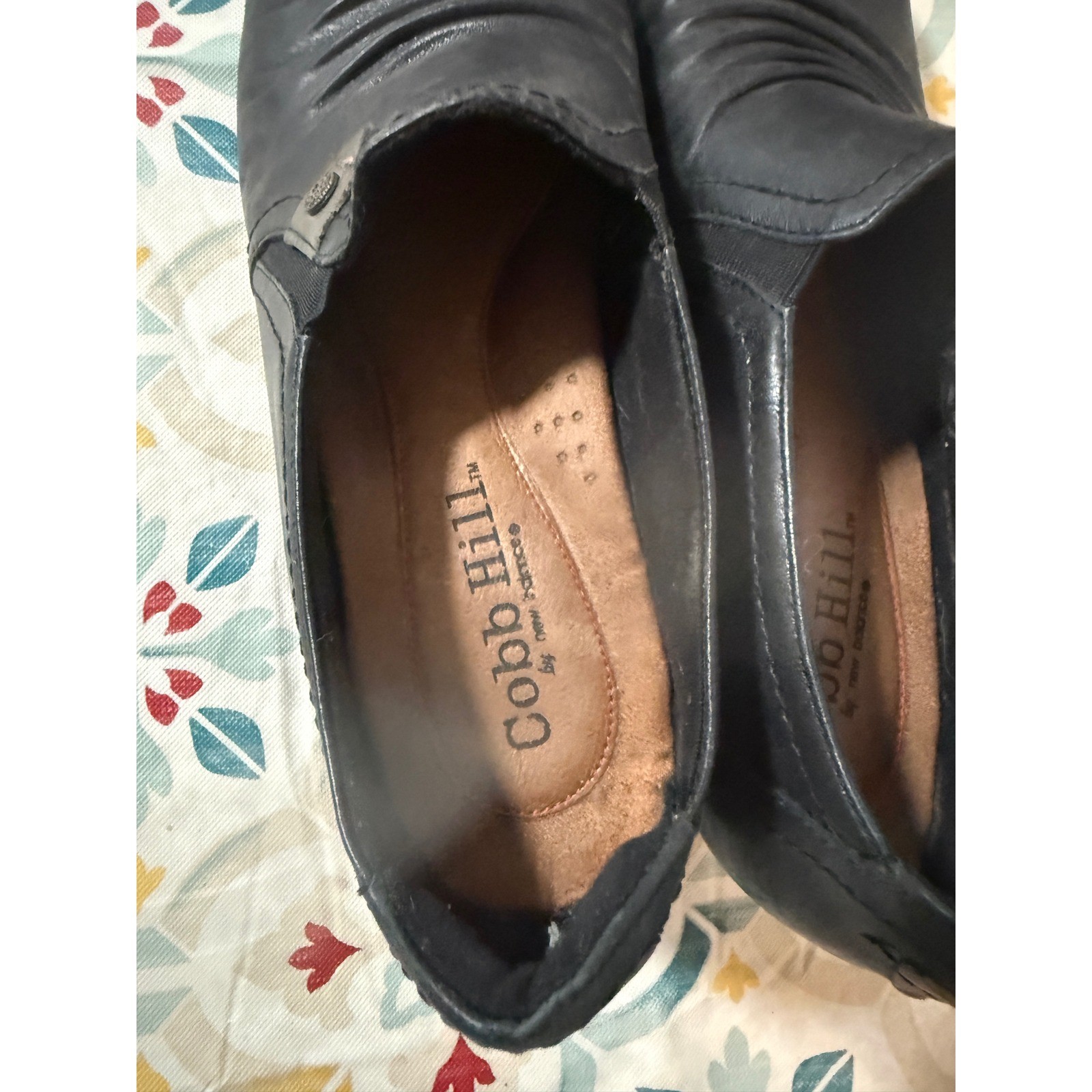 Cobb Hill New Balance Black Leather Ruched Slip On Low Heel Pumps Shoes 10N