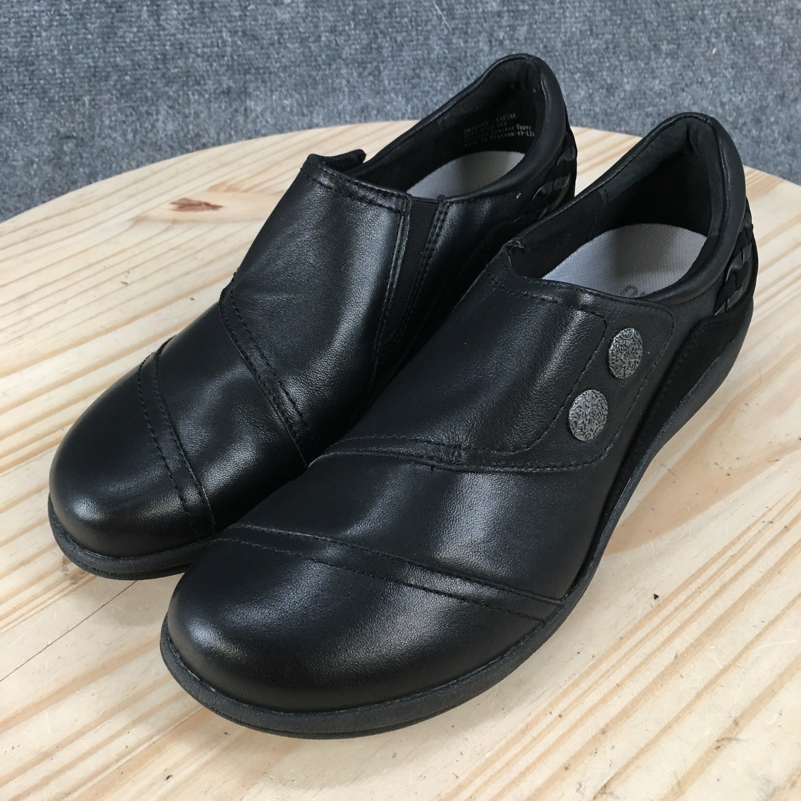 Ahnu Casual Shoes Womens 10 Karina Comfort Leather Slip On Walking Fit Black