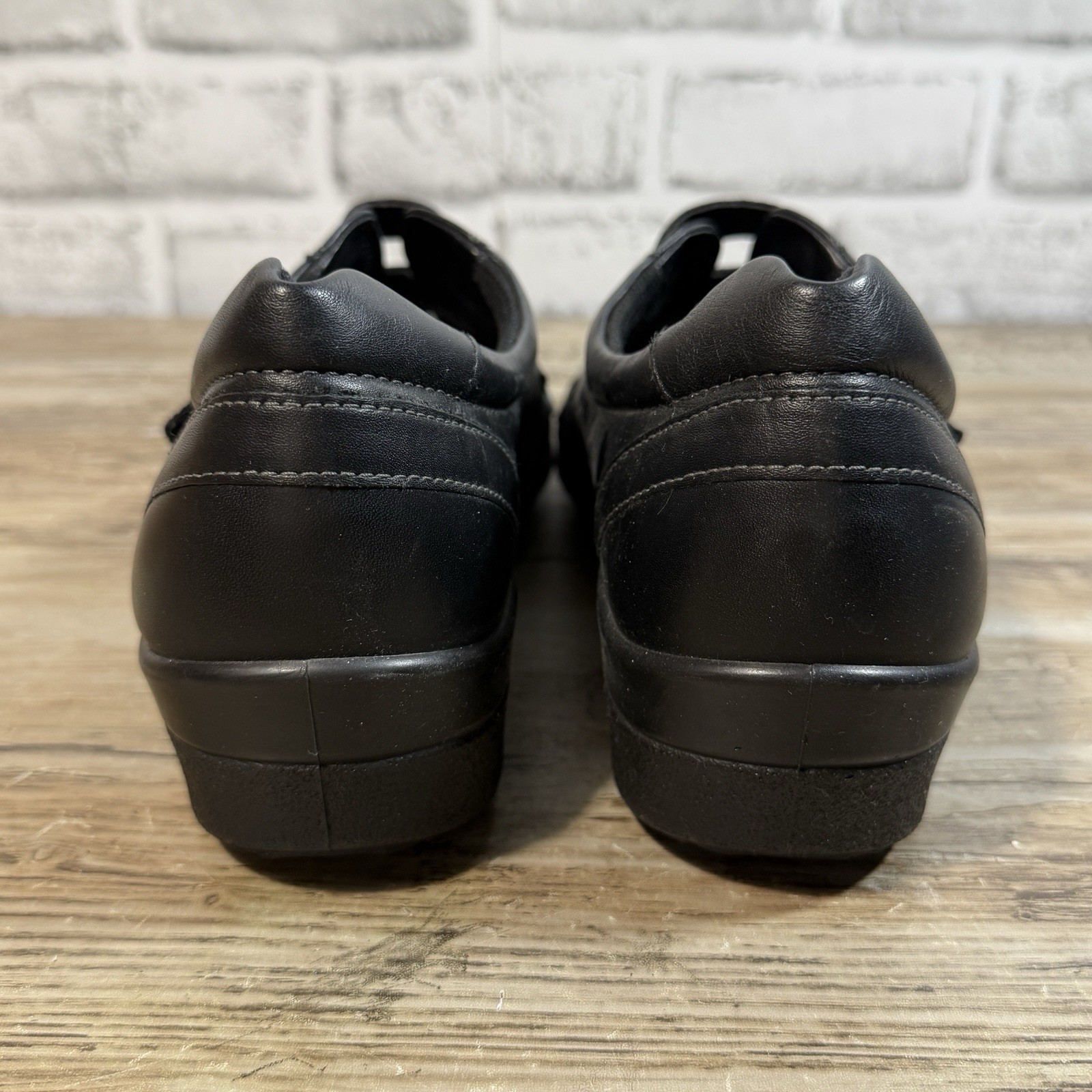 Ladies ECCO Corse 3 Strap Loafers 40 / 9 Black Leather Comfort Sneakers Shoes