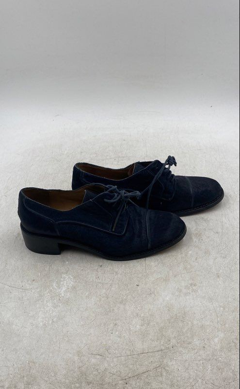 Rachel Zoe Womens Navy Blue Cowhide Leather Pony Hair Oxford Shoes Size 8.5M