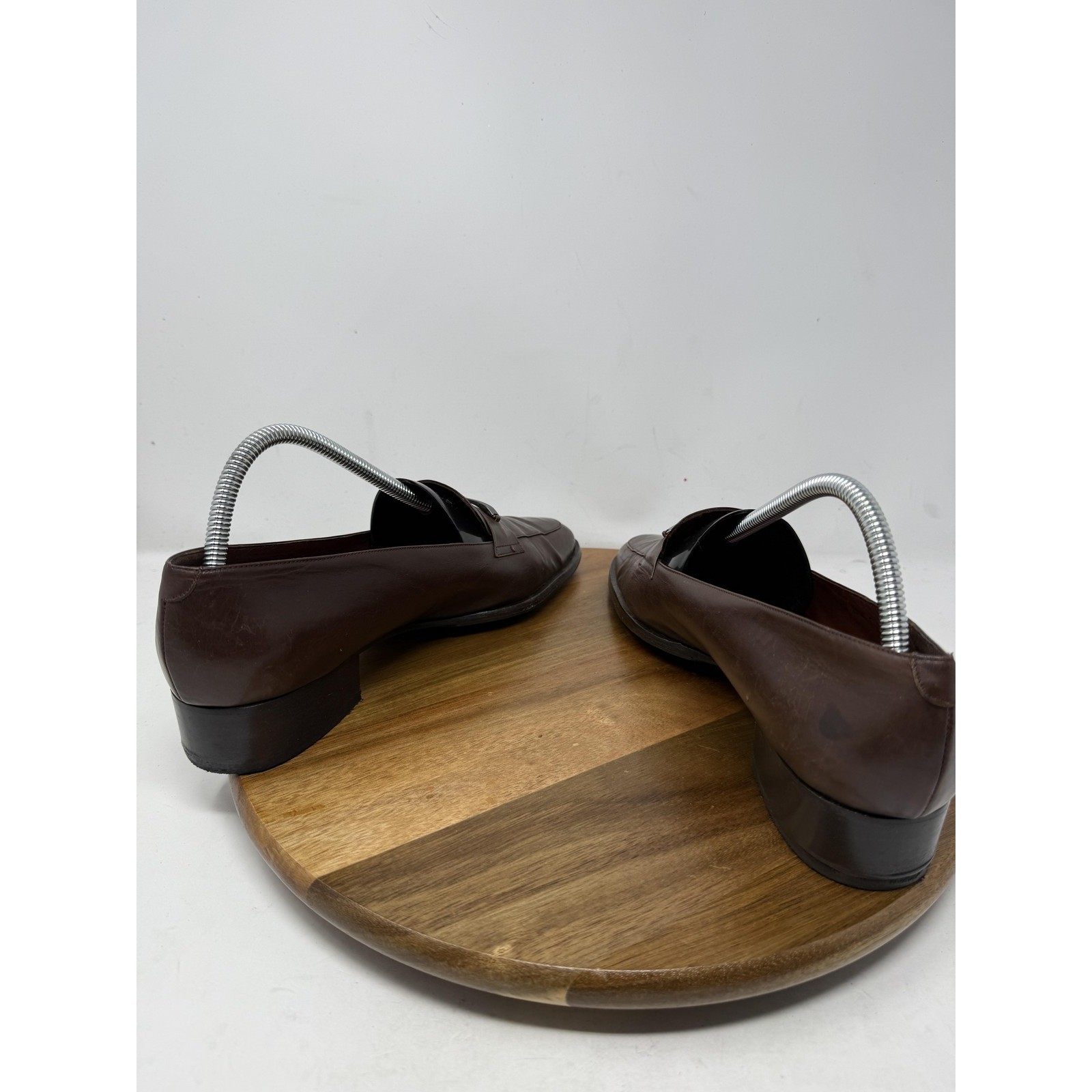 Bally Shoes Mens Size 10.5 Brown Leather Metal Bit Loafers Dress Slip On Vibram