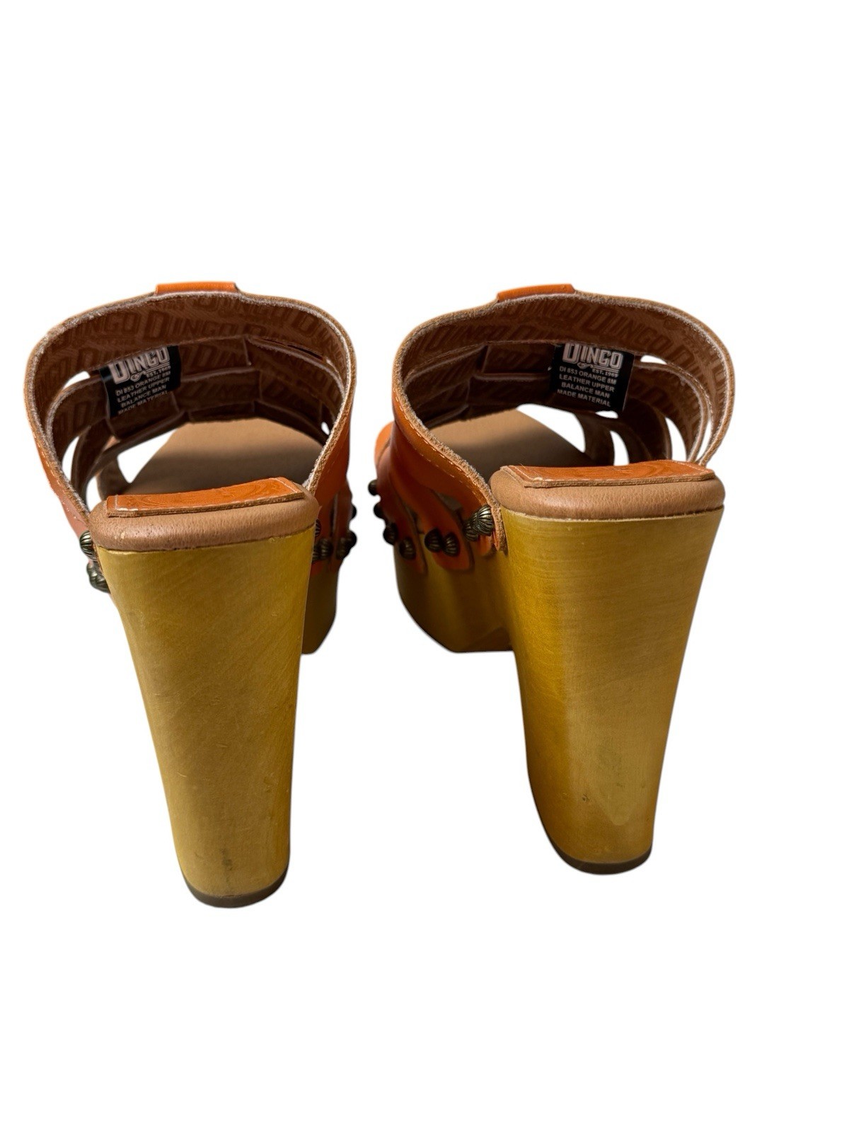 Dingo Women’s Dagwood Sandals Orange Leather 8M Clogs Platform Bohemian Festival