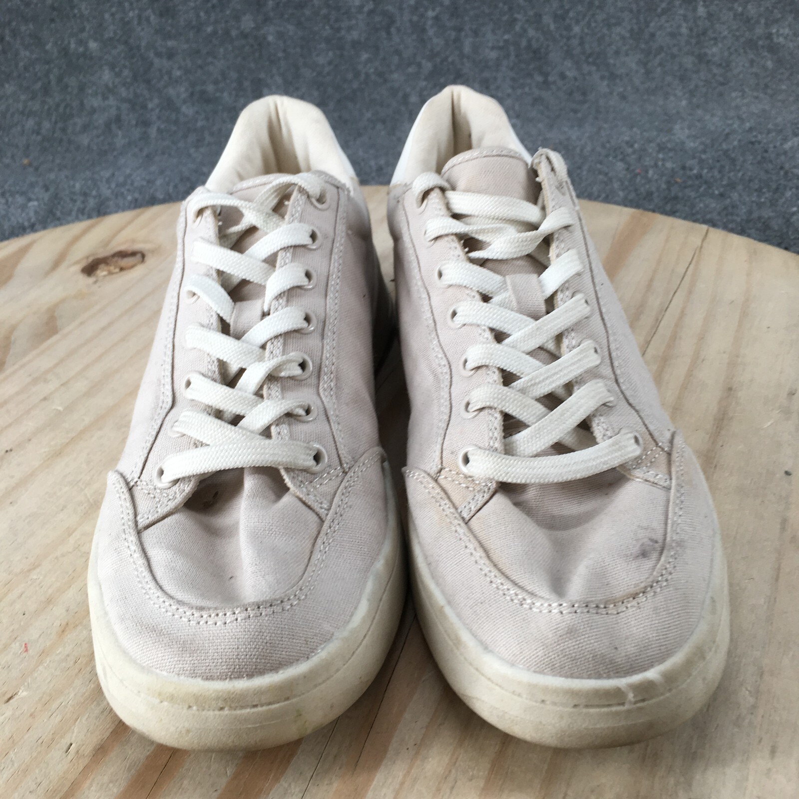 H&M Shoes Womens 6 Casual Sneakers Flats Comfort Beige Fabric Lace Up Low Top