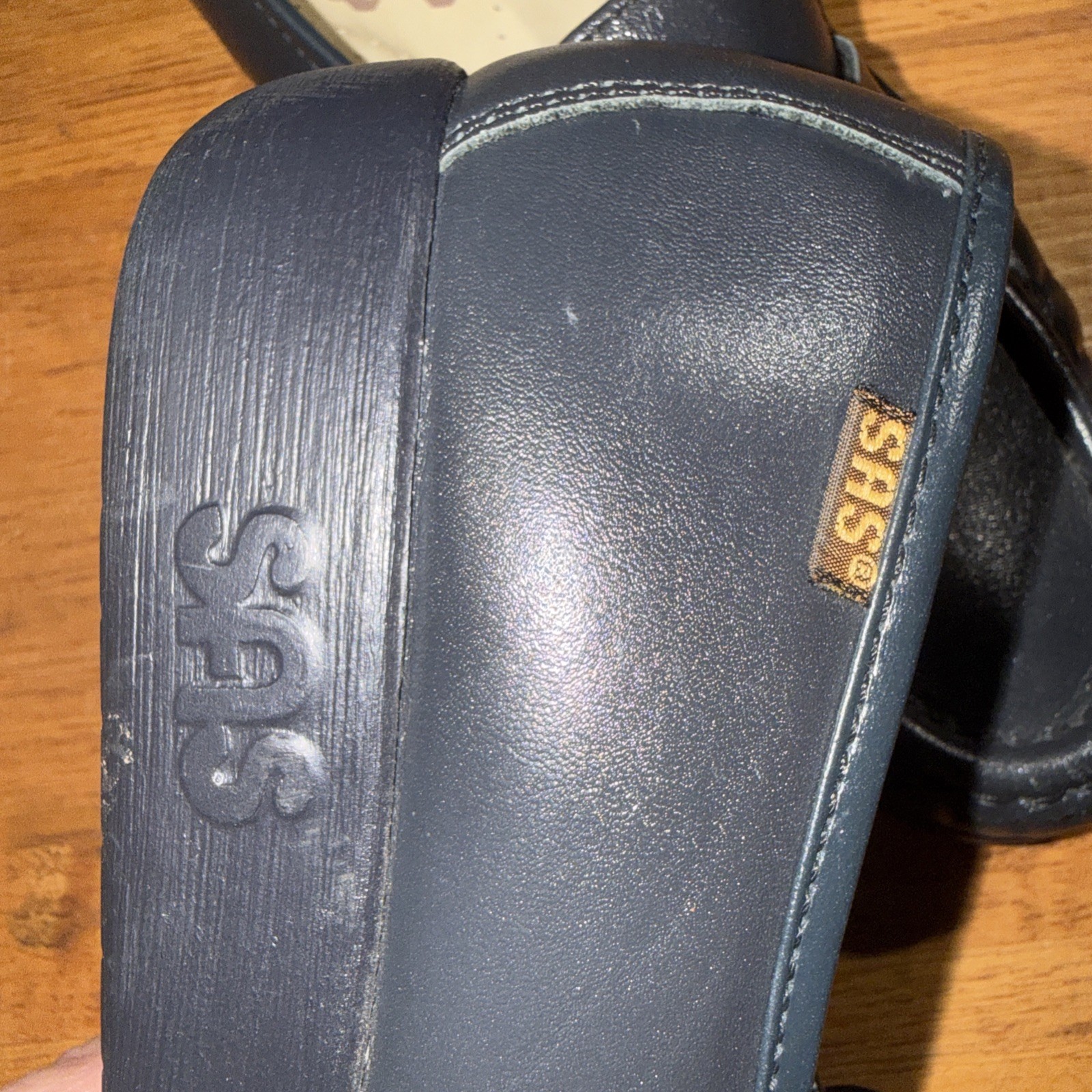 SAS Shoes Genuine Handsewn Navy Leather Loafers Slip On Comfort Women 6