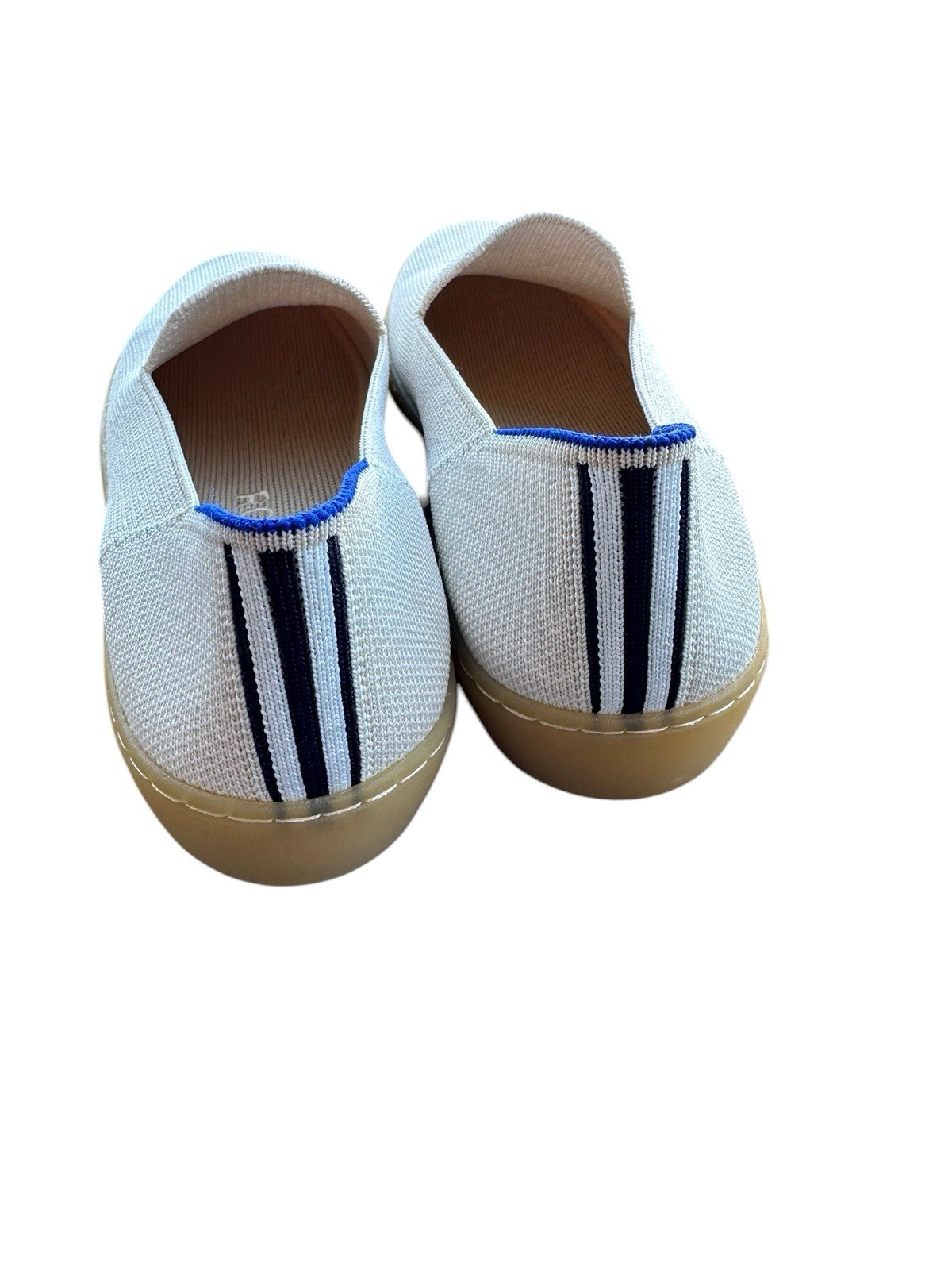 Rothy’s The City Sneaker Slip-On Comfort Knit White/Blue/Beige Women’s 9 NWOB