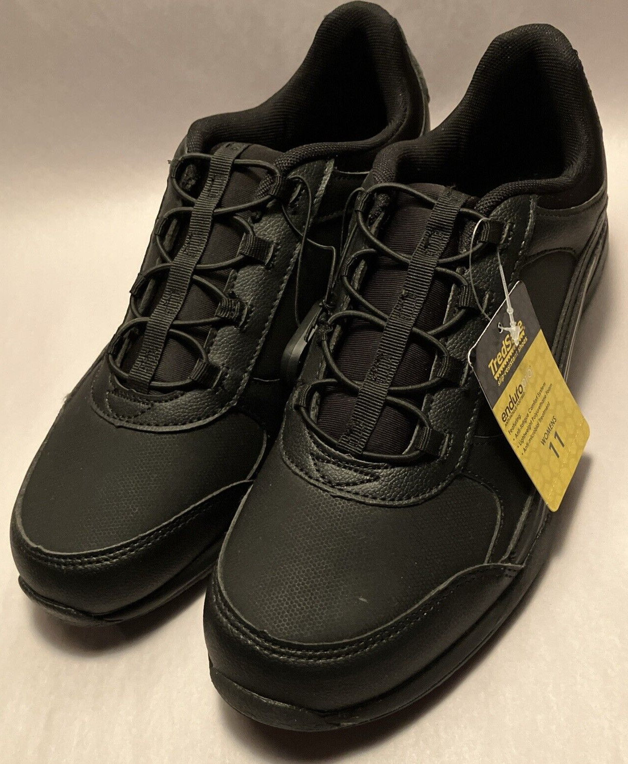 NWT TredSafe Claire Women 11 Slip Resist Black Bungee Slip on Cushion Work Shoes