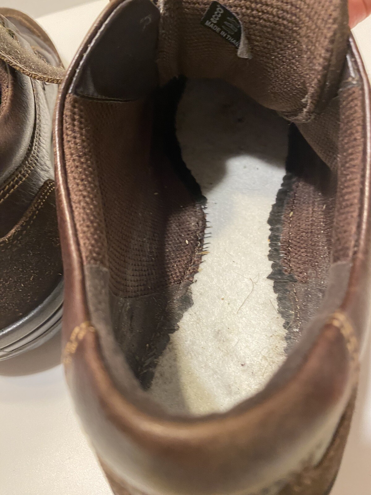 Ecco Womens Sz 7.5 Brown Leather Suede Two Strap Casual Sneaker