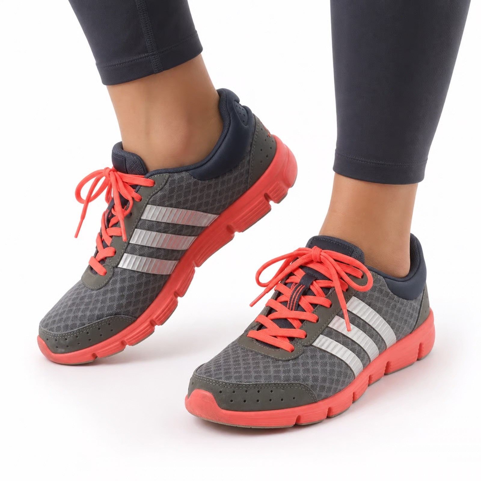 Adidas Climacool Women Running Shoes Grey Orange Pink G97196 Low Top Sneakers 10