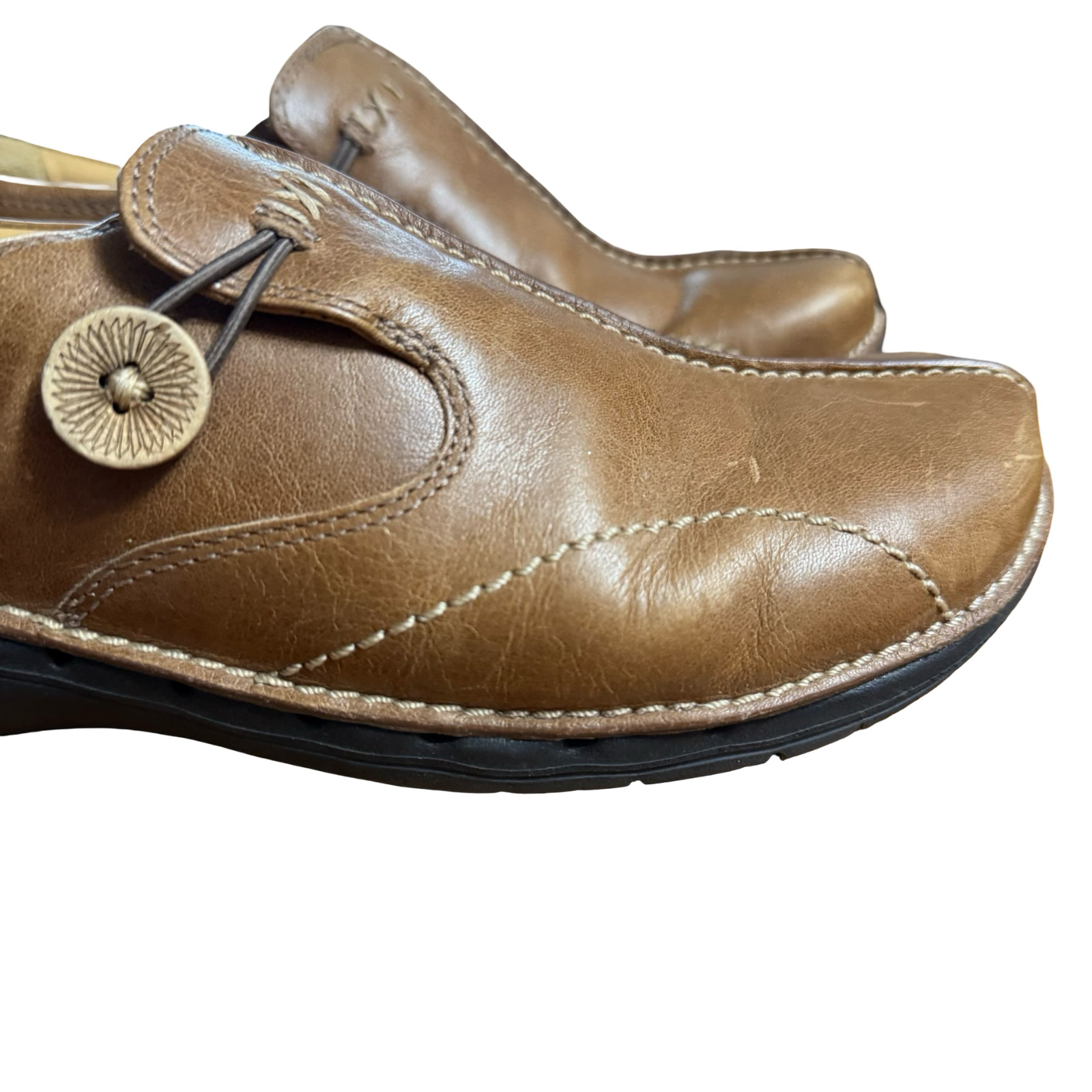 Clarks Unstructured Un Loop Tan Slip On Leather Loafers Comfort Shoes Flats 8 W