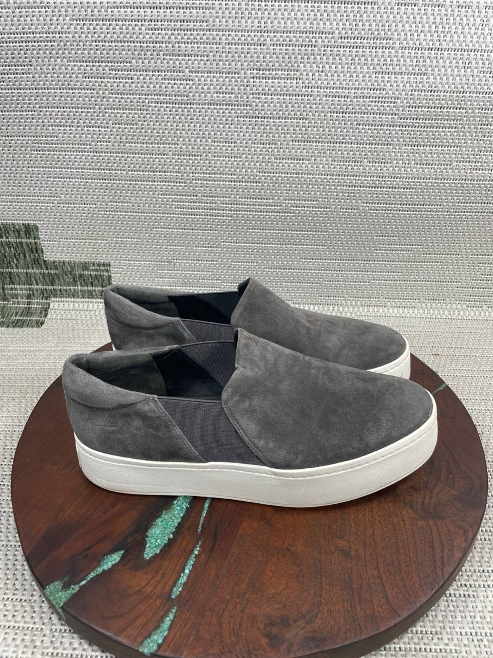 Vince Shoes Womens Size 9 M Warren Gray Suede Comfort Slip On Platform Sneaker