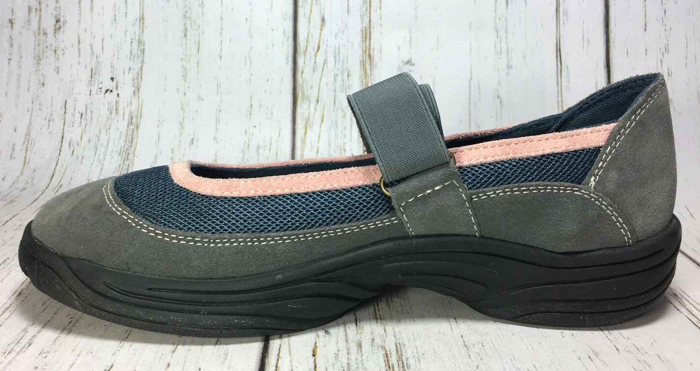 Rockport Mary Jane Grey Pink Suede and Textile Women’s Shoes Size 7 M Comfort