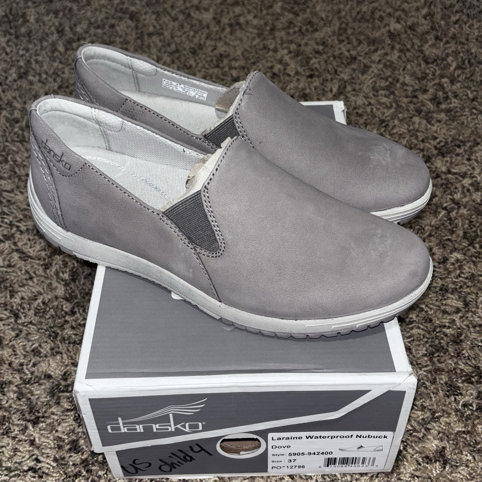 New Dansko Laraine Dove Waterproof Nubuck Casual Sneakers Shoes Women 37 6.5 7