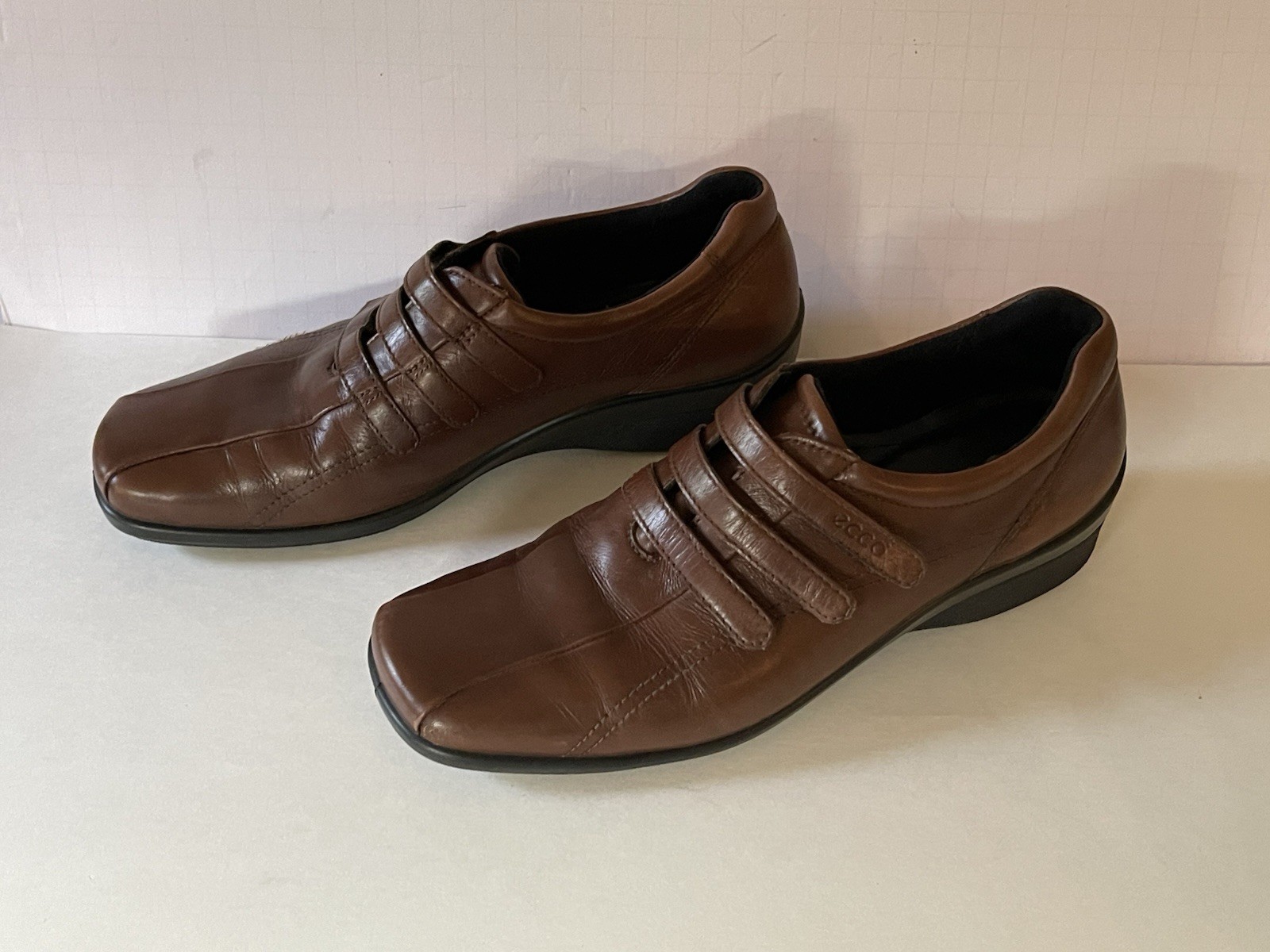 Ecco Casual Wedge Loafers Women EU 40/ 9-9.5 US Brown Leather Walking Shoes