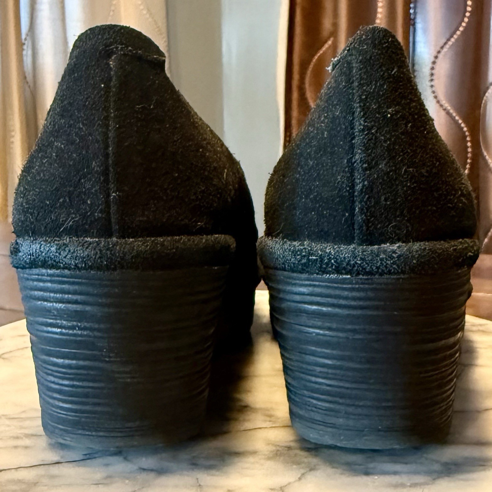 Fly London Women Sz 8 EU 38 Yaz Suede Wedge Slip On Black Platform Shoes