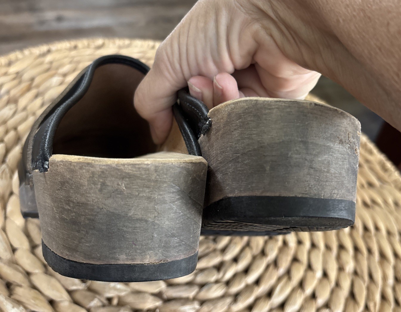Simson Wooden Clogs Size 40 US 9 Black Leather Made in Holland NWOB